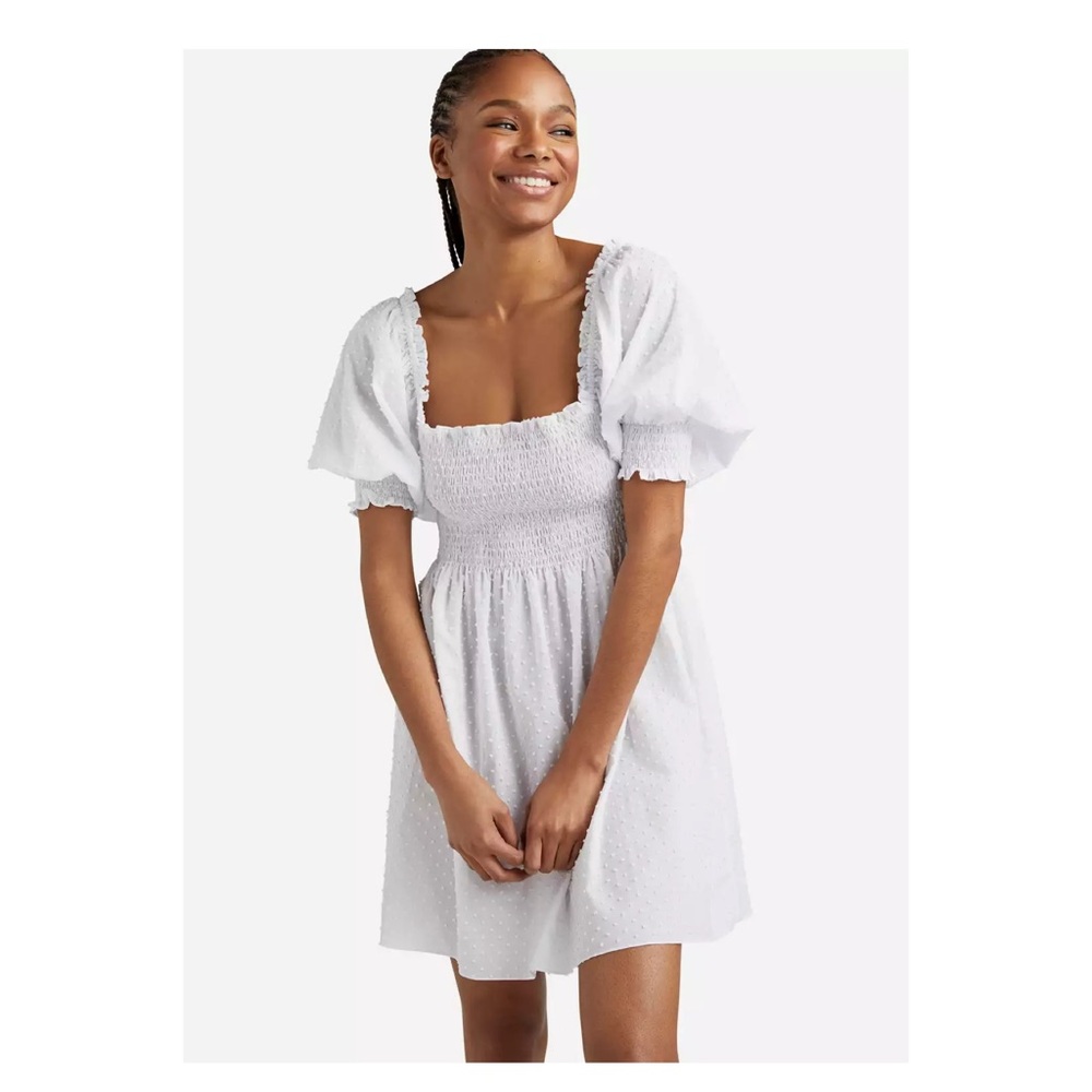New! HILL HOUSE Swiss Dot Babydoll Mini Dress - Picture 2 of 13